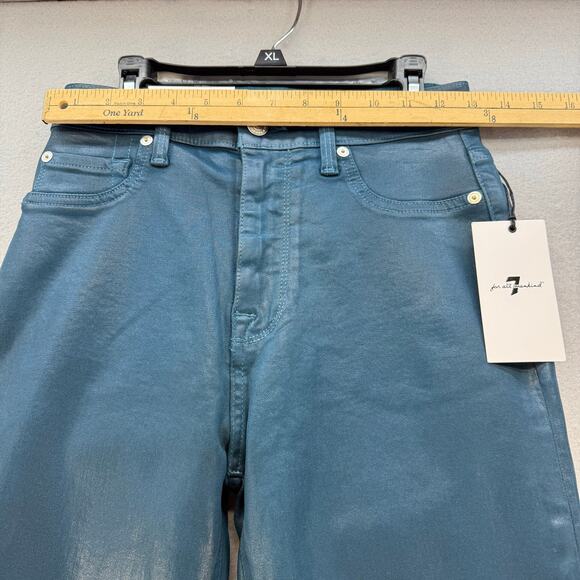 7 for All Mankind Jeans Women's 26 (2)Teal Blue High Waist Ankle Skinny NWT - Picture 12 of 16
